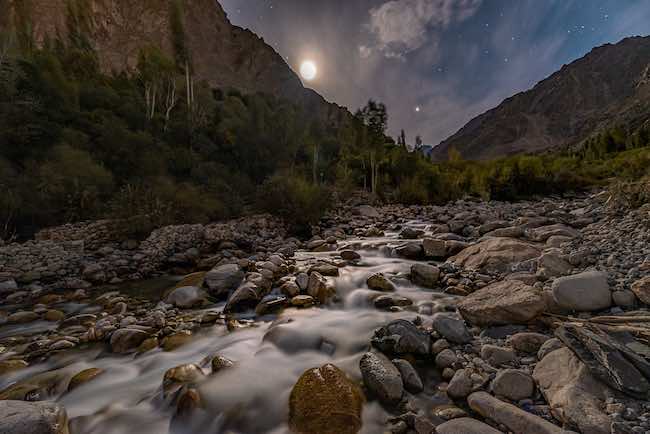 Night landscape in Turtuk